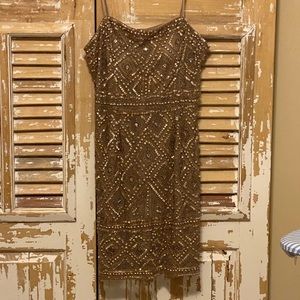 Adrianna Papell strapless beaded mini dress